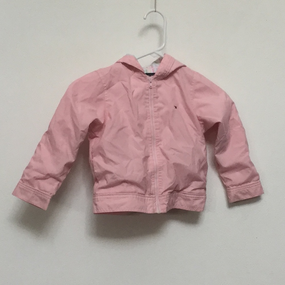 Tommy Hilfiger Girls Baby Pink Hooded Windbreaker Size 4T Spring Fall